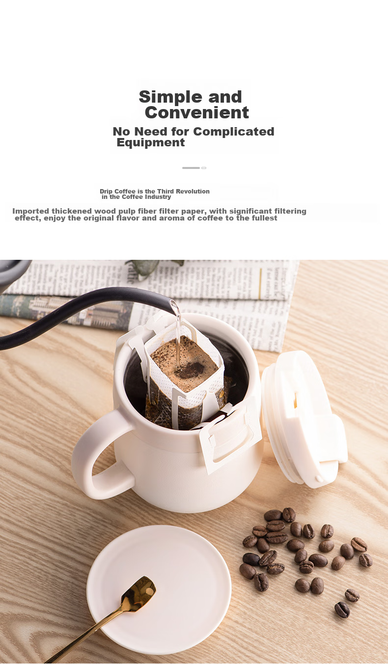 SIMELO Portable Coffee Filter Papers with Ear-Hook Design, 50 Count, Drip-Style Hand-Brewed Filter Cups, Filter Paper Bags, Mesh Filters 4