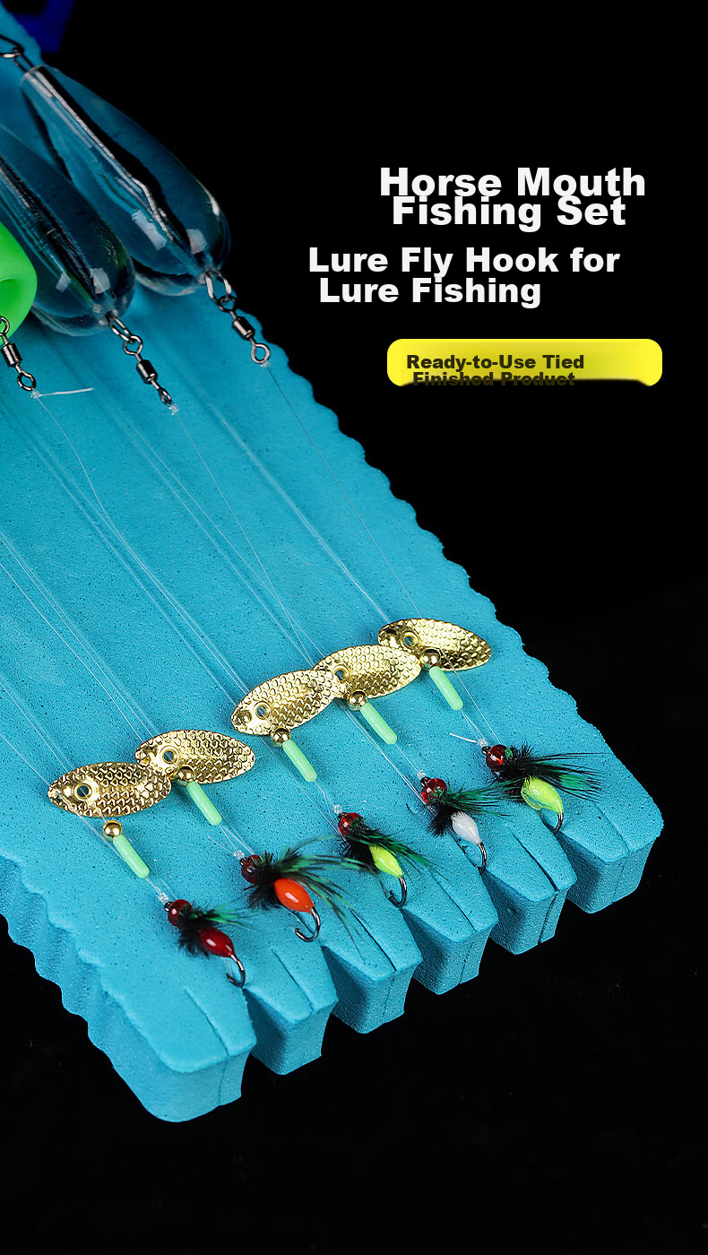 Xionghuo Lure Fly Hook with Casting Aid, Mosquito Bait, Melon Seed, Spoon, Pre-Tied Line Set, Baotiao Maokoukou Mouth Fishing Kit 1