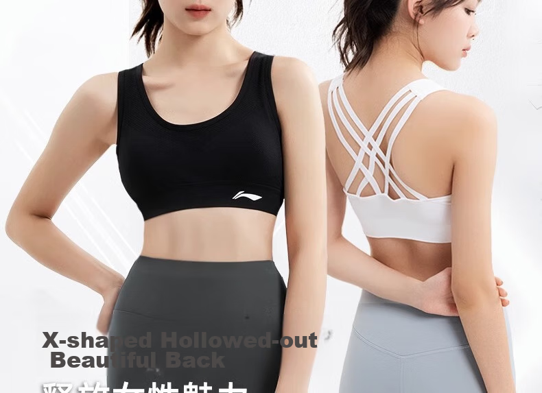 Li-Ning Sports Bra for Women, Yoga Fitness Bra with Medium Support, Quick-Drying Breathable Vest for Running, Pink, XL 2