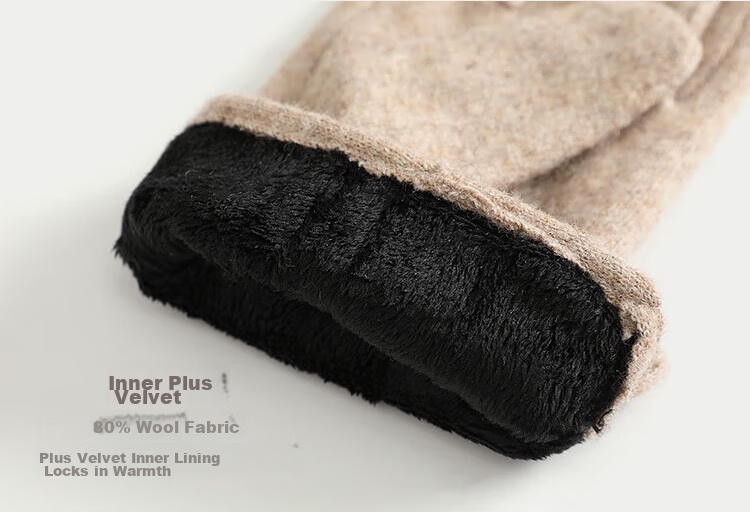 JIUMU Wool Thermal Gloves for Women, Winter Thickened Fleece-Lined Windproof Cold-Resistant Touchscreen Compatible Gloves 8
