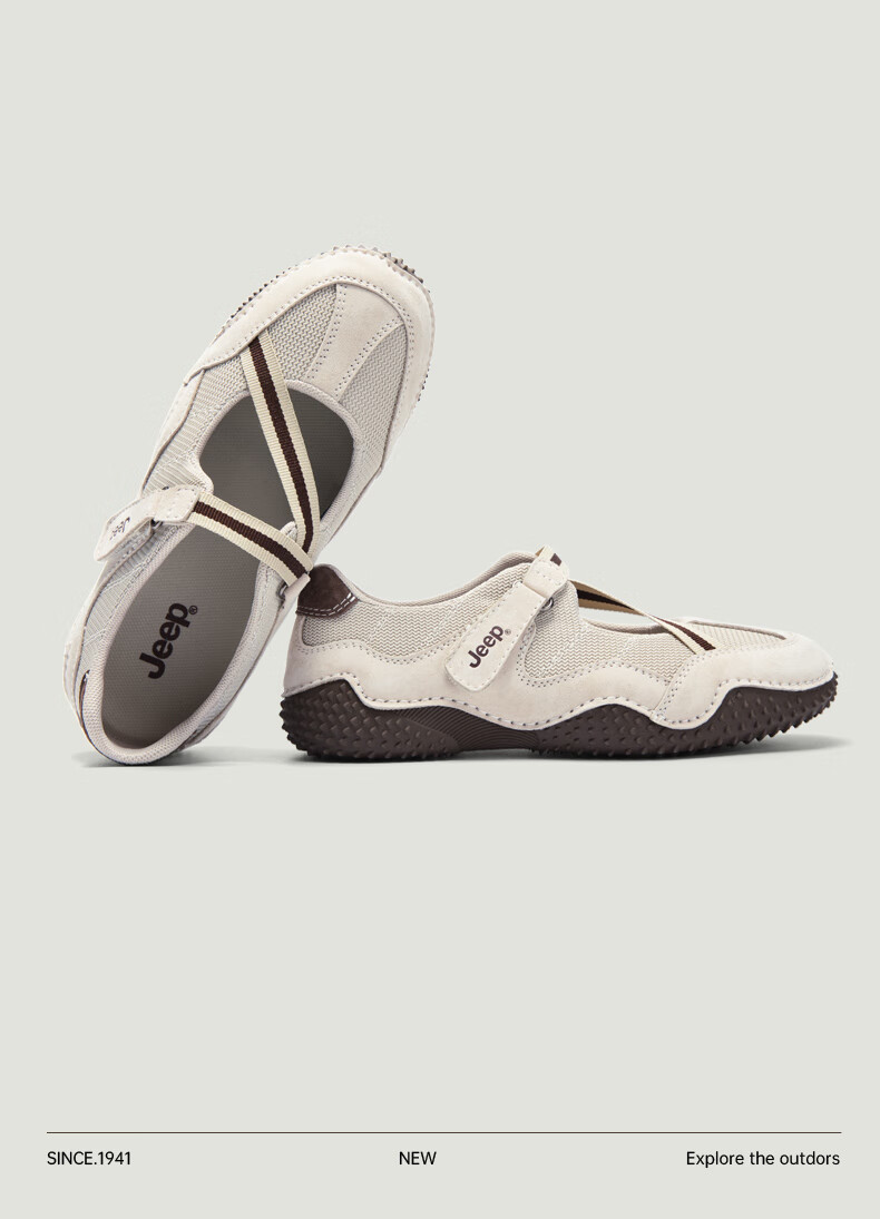 Jeep French Mary Jane Shoes for Women, Spring And Autumn Retro Casual Leather Shoes, Non-Slip Shallow Mouth Flat Single Shoes, Gray, Size 40 9