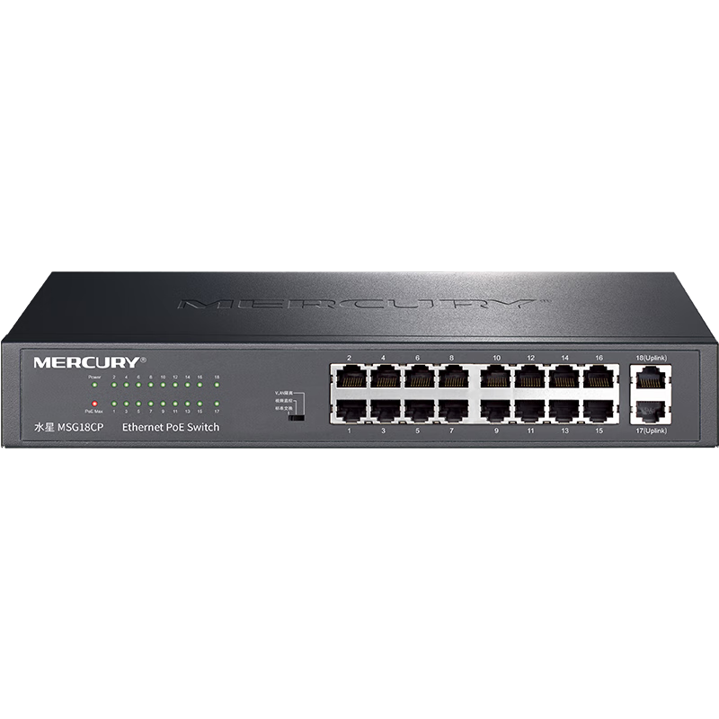 MERCURY 18-Port Gigabit 16-Port PoE Switch Enterprise-Level Surveillance Network Splitter MSG18CP