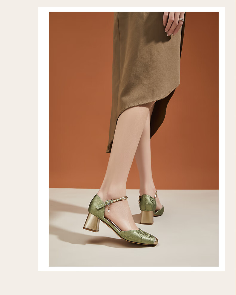 DAPHNE Hollow-Out Ankle Strap Sandals for Women, Chinese Style with Skirt, Elegant Versatile Women's Shoes, Beige, Size 38 13