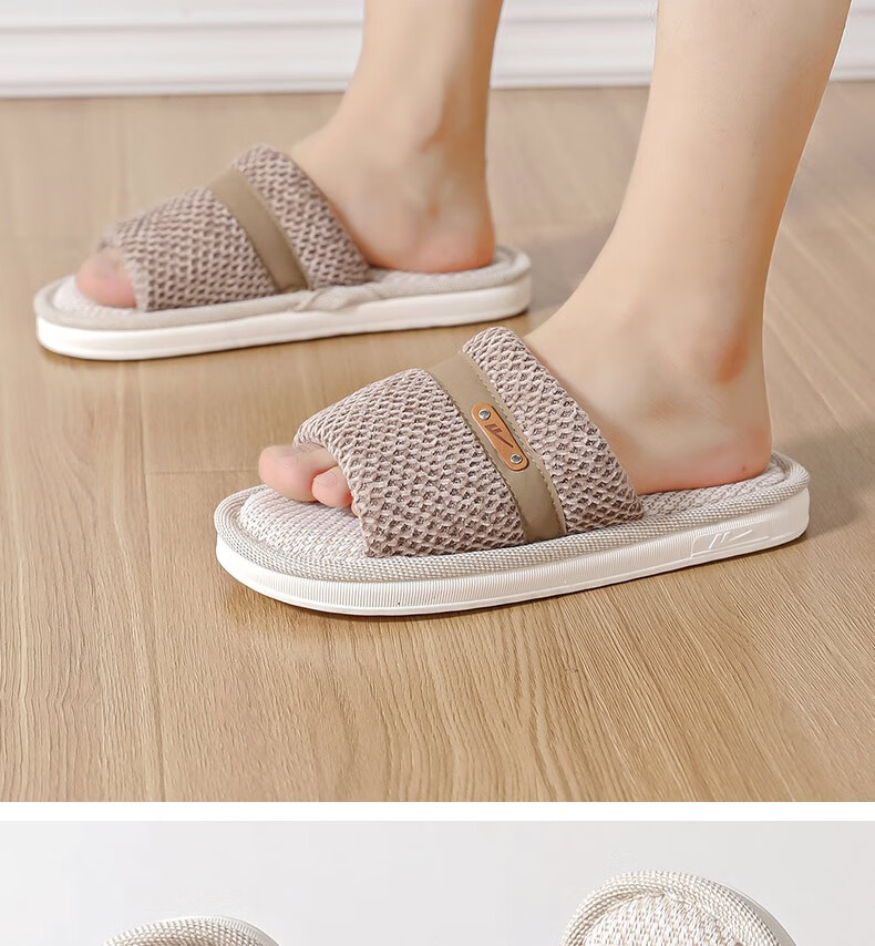 Huili Linen Slippers for Men And Women, Sweat-Absorbing And Breathable Home Shoes, Indoor All-Season Floor Slippers HL0215 Pink Size 40-41 29