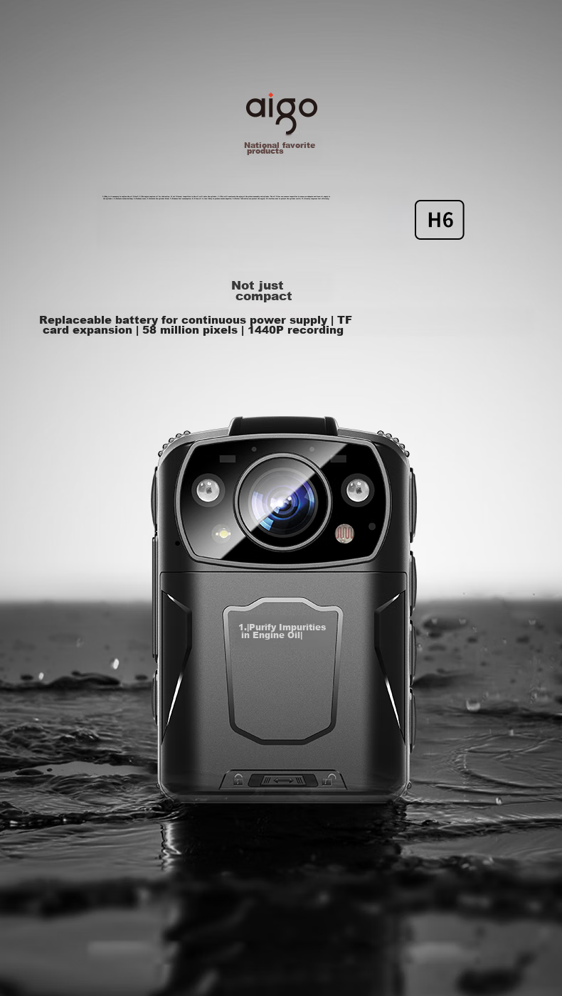 Aigo Body-Worn Camera, High-Definition Video Evidence Recording Device, Chest-Mounted Camera, Compact And Portable H6, 32GB 1