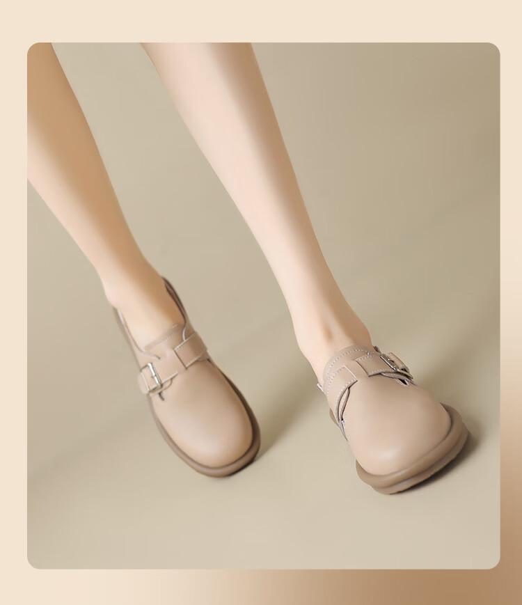 ZHR Women's Versatile Comfortable Soft-Soled Birkenstock-Style Shoes, Genuine Leather Simple Two-Way Wearable Women's Shoes, BT69, Beige, Size 35 15