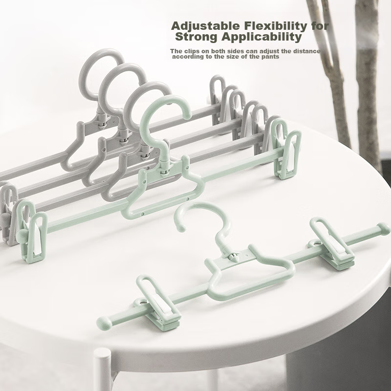 CHAHUA Pants Hanger, Trouser Clips, Clothes Rack, Skirt Clips, Pants Hanger, Storage Organizer, Gray + Green, 15 Pieces