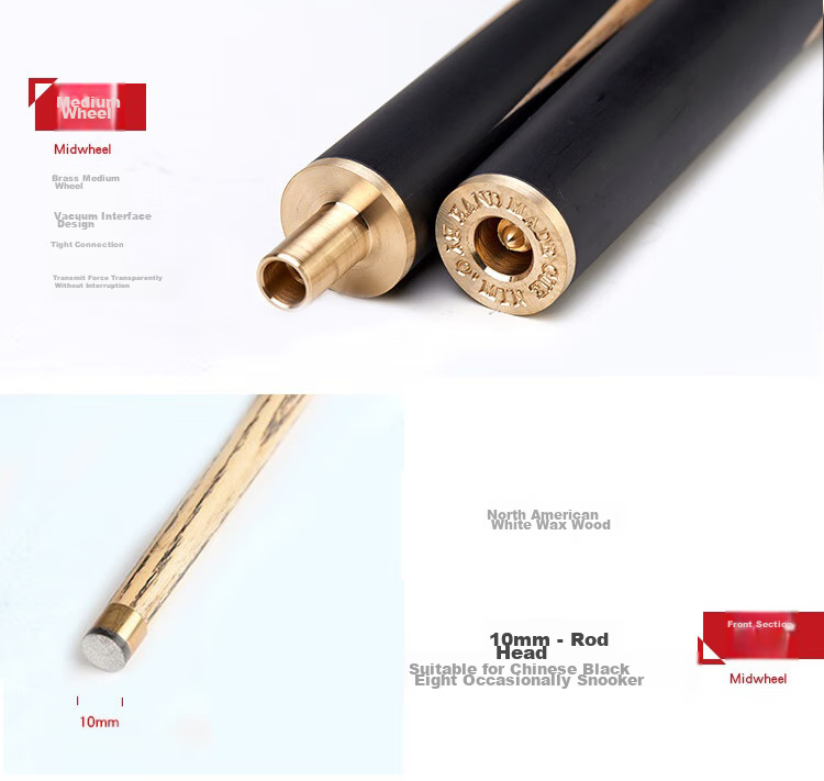 Aomi New Champion Pool Cue, Black Eight Small Tip, Chinese 8-Ball Snooker Medium Tip, 16 Point Scoring, Billiard Cue 10mm 4