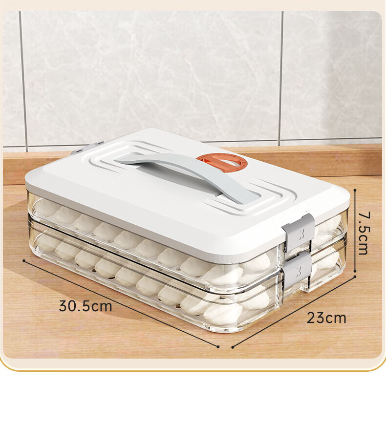 Jiabangshou Large Capacity Multifunctional Food-Grade PP Ice Box Freezer Container for Dumplings And Wonton, Non-Stick 2-Layer Desig 5