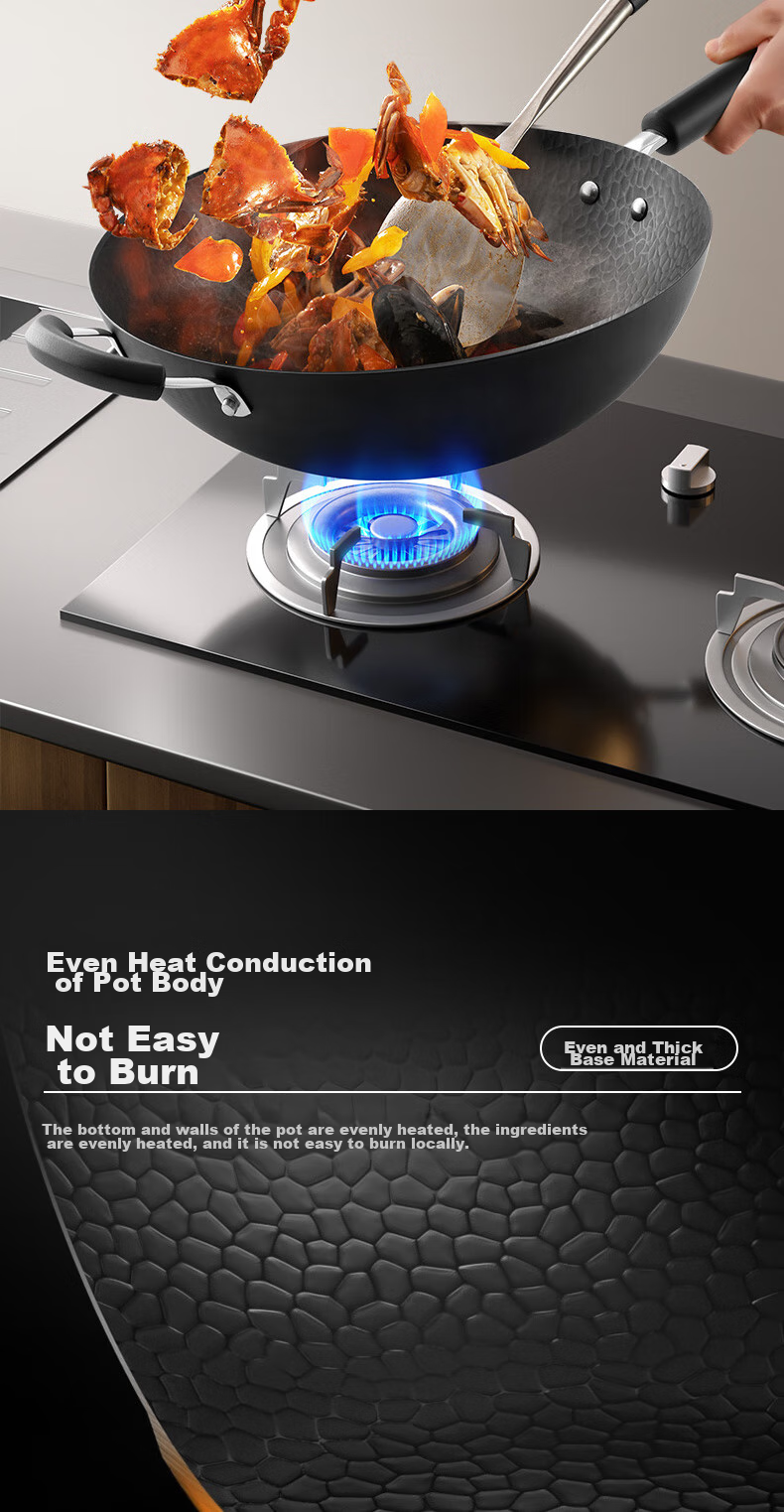 SUPOR Titanium Iron Non-Stick Wok, 34cm Iron Pan without Coating, Suitable for Gas Stove And Induction Cooker, Stir-Fry Pan HC34YT1 16