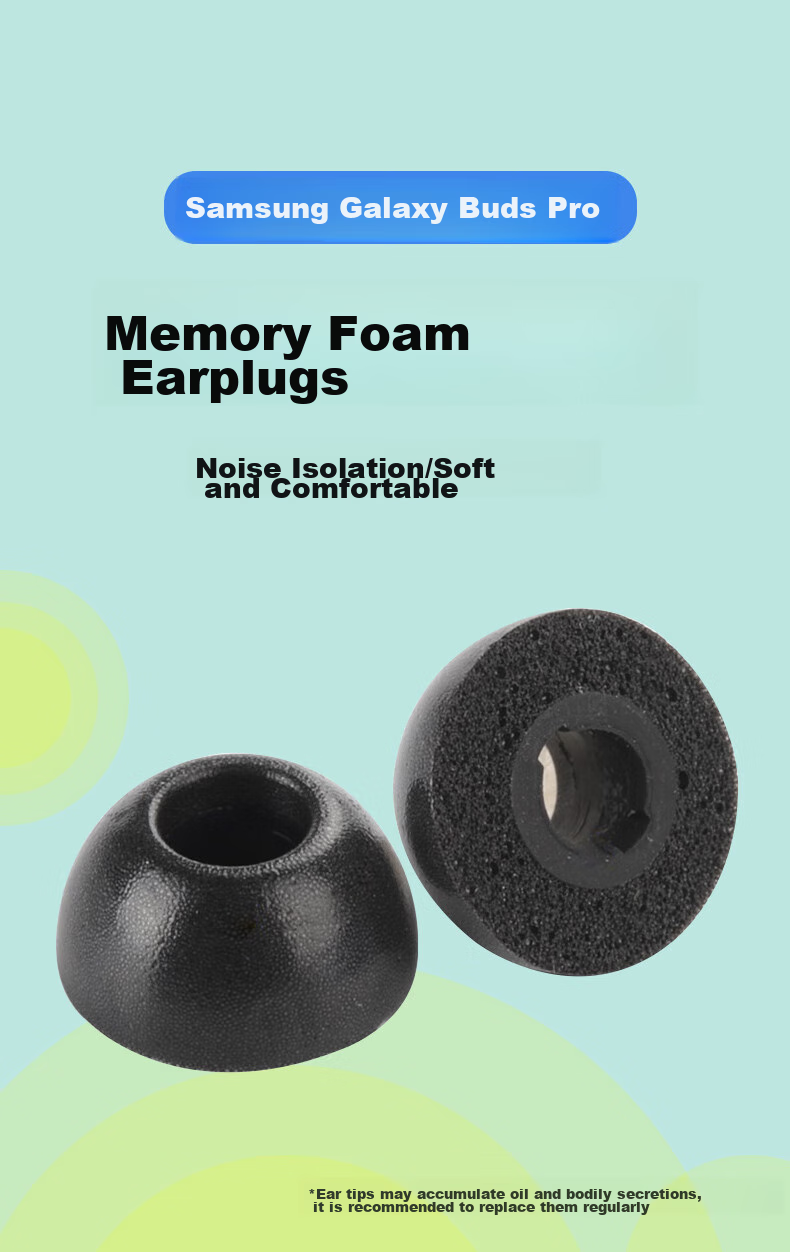 Masentek Ear Tips for Samsung Galaxy Buds Pro Bluetooth Earphones, 2 Memory Foam Soft Foam Accessories, In-Ear Replacement, Black, Medium Size 1