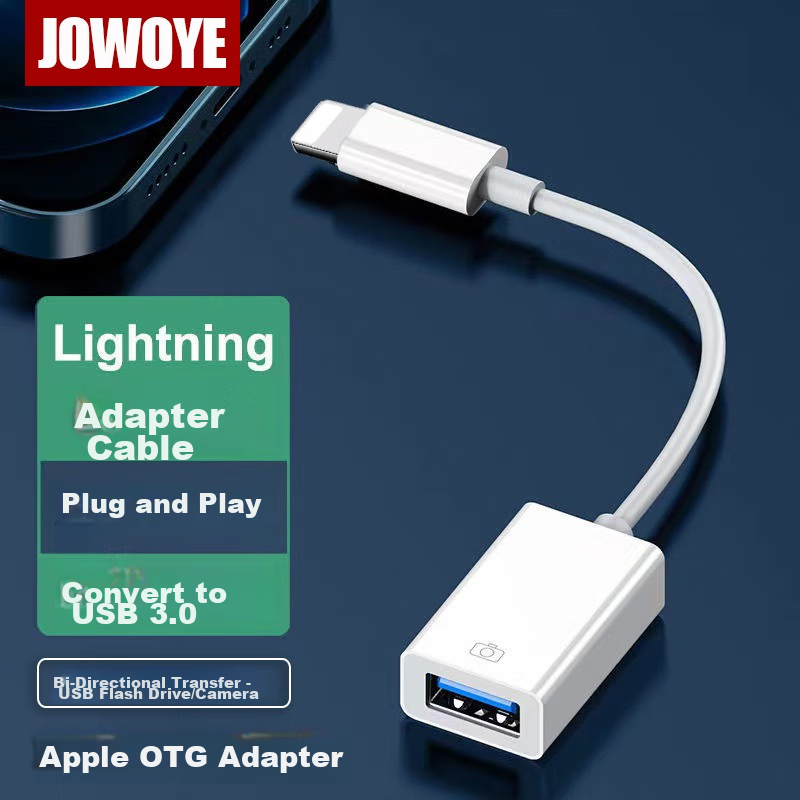 JOWOYE Apple OTG Adapter, Lightning to USB Converter, USB 3.0 High-Speed, Compatible with IPad, IPhone, Connects to USB Drives, Cameras, Mice, And Keyboards