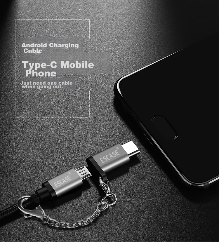 ESCASE Android to Apple Adapter Micro USB to Lightning Data Cable for IPhone 15/13/14/Pad Fast Charging Essential for Business Trips 2