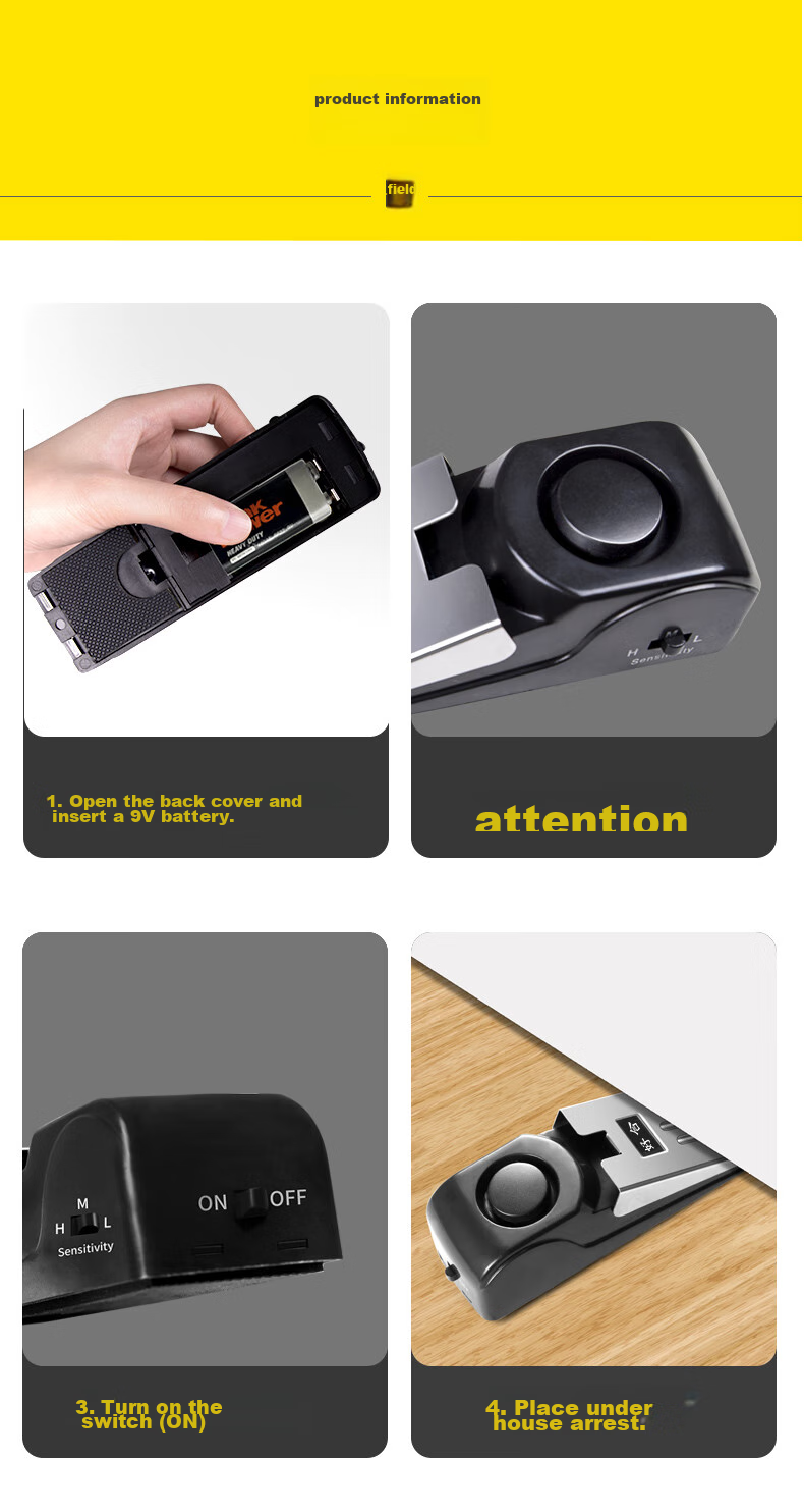 JOYTOUR Door Stopper, Smart Alarm for Hotel Doors, Anti-Collision Door Stopper, Security Device for Hotels, Black 11