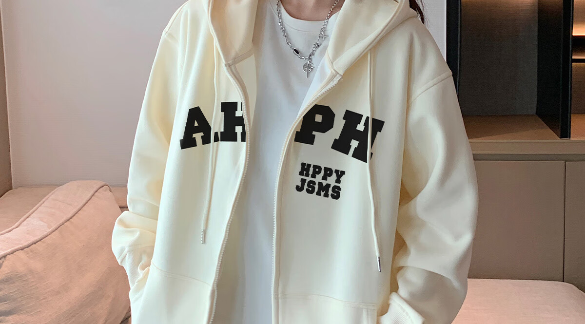Halo Queen Women's Sweatshirt Jacket with Fashionable Letter Print, Casual Comfortable Loose-Fitting Student Sweatshirt H13KF2141 20