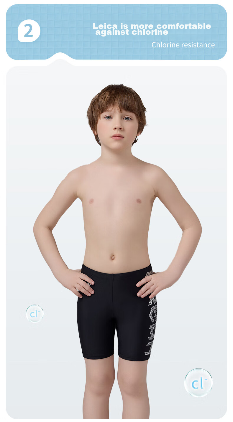 Suanshi Kids Boys Swimwear Chlorine-Resistant Quick-Dry Five-Point Swimming Trunks Professional Training Sun-Protective Swim Shorts Black 160 6