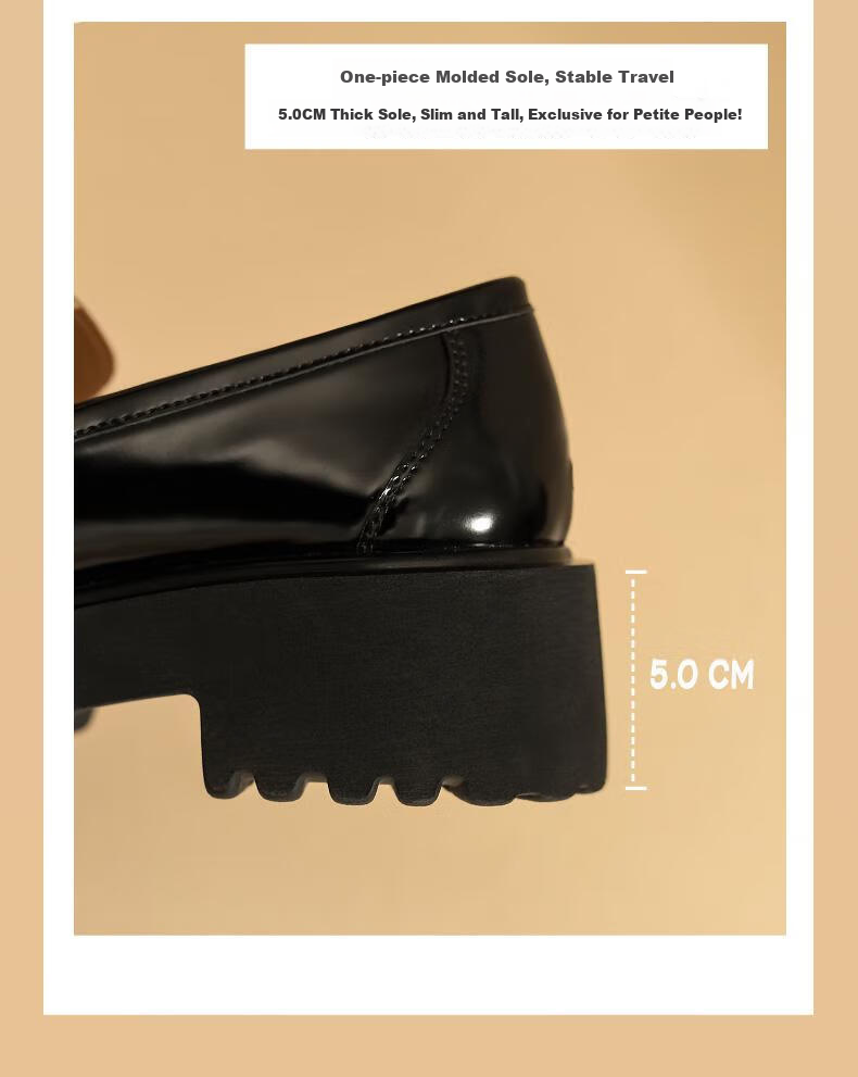 DAPHNE Women's Loafers, Spring And Autumn 2022 Thick-Soled British Style Leather Shoes, Slip-On Flats for Women Summer, Obsidian Black [Two Types of Accessories Available, Can Be Salty Or Sweet] Size 35 8