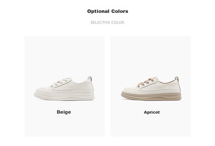 RED DRAGONFLY Women's Shoes, 2026 Autumn White Sneakers, Thick-Soled Heightening Versatile Casual Lightweight WPB15049, Apricot Color, Size 40 3