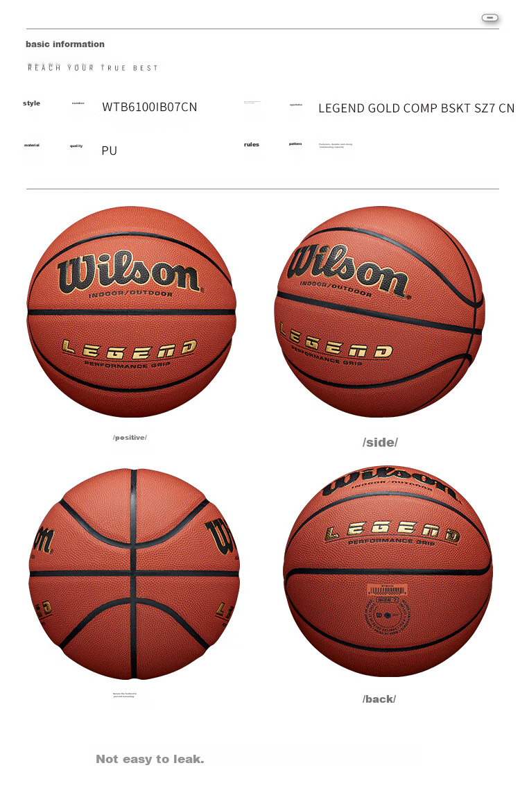 Wilson Basketball Size 7 NBA Series [Yang Hansen] Signature Edition Non-Slip Wear-Resistant Indoor Outdoor Universal Adult Size 7 Basketball 10