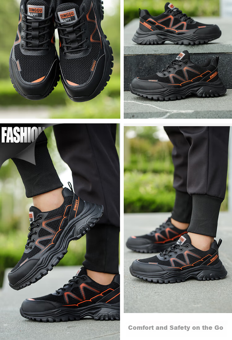 Dinggu Safety Shoes for Men, Anti-Smashing, Puncture-Resistant, Breathable Steel Toe Cap, Lightweight, All-Season, 1078heihuiW45 15