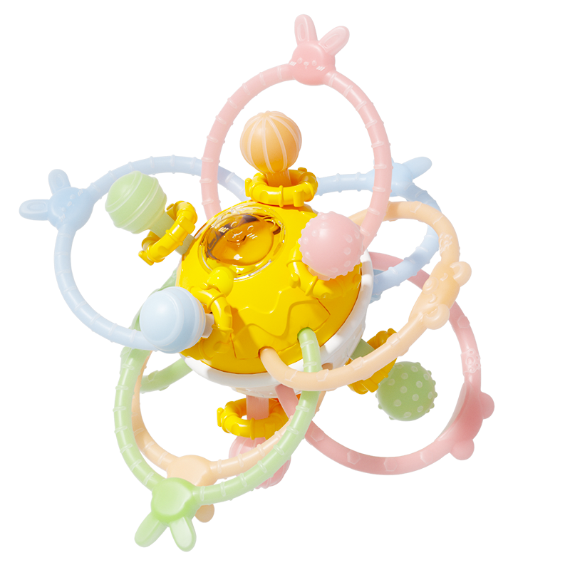 Auby Manhattan Rattle Toy for Infants And Toddlers, 0-6 Months Teething Chewable Ball, 1-Year Baby Rattle, Full Moon Gift
