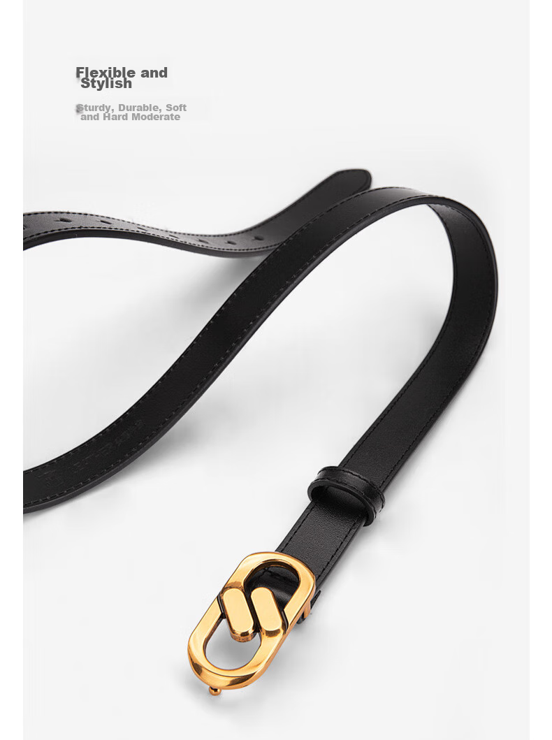 Cattlesboss Women's Belt, Fashionable Versatile Decorative Waistband, Simple Trouser Belt for Women, Commuter Style 5370, Black, 95cm 17