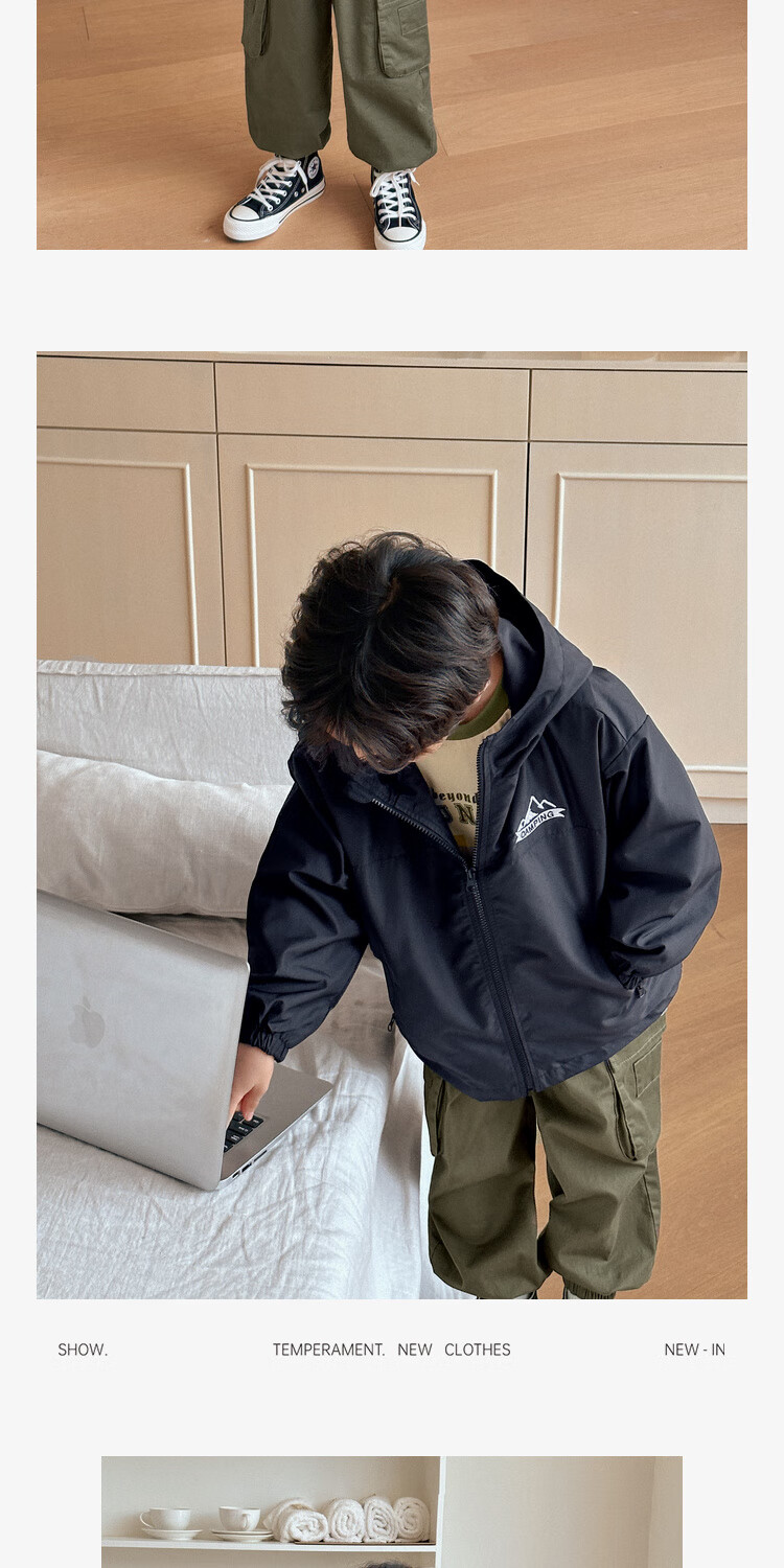 LUSON Chen Dazhu Boys Outdoor Hooded Workwear Jacket 2025 Spring Autumn New Children's Water-Repellent Mountaineering Coat 11