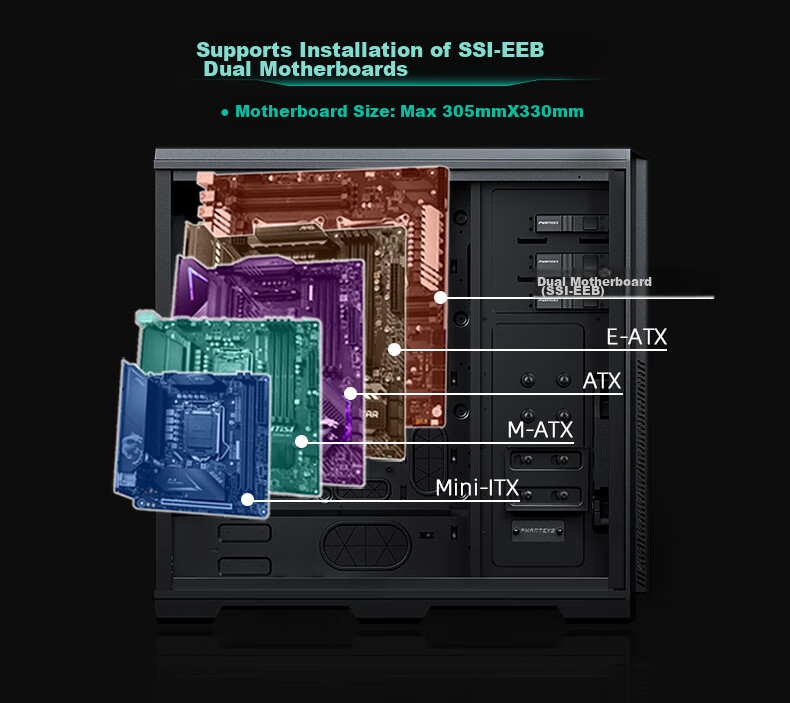PHANTEKS 614PC Full Tower Desktop Server E-ATX Computer Case (Supporting SSI-EEB Motherboard/5090 Graphics Card/8x PCI Slots/NAS Multi-Hard Drive Bays) 7