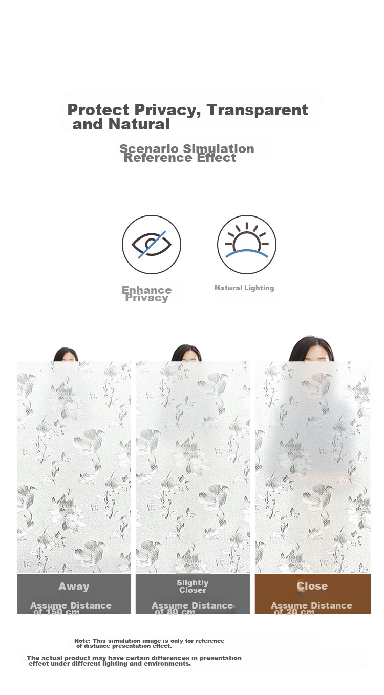 Quatrefoil Printed Glass Sticker, Static Cling for Doors, Windows, Bathroom And Shower, Window Decal, 90*200cm, Hibiscus Flower Patter 4