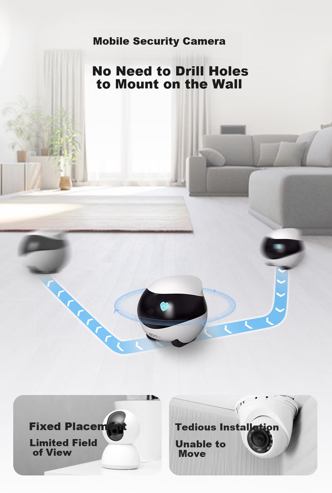 Enabot EBO SE Whole-House Mobile Surveillance Camera, EBO Intelligent Remote Elderly Child AI Companion Pet Monitoring Robot 5
