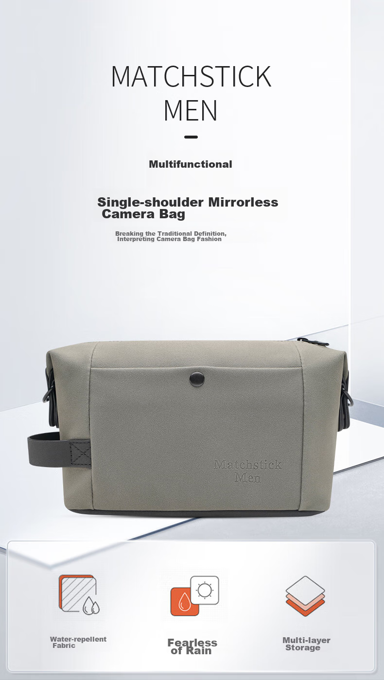 Matchstick Men FC-8812 Mirrorless Camera Bag, Shoulder Photography Bag, Digital Portable Storage Bag, Gray 1