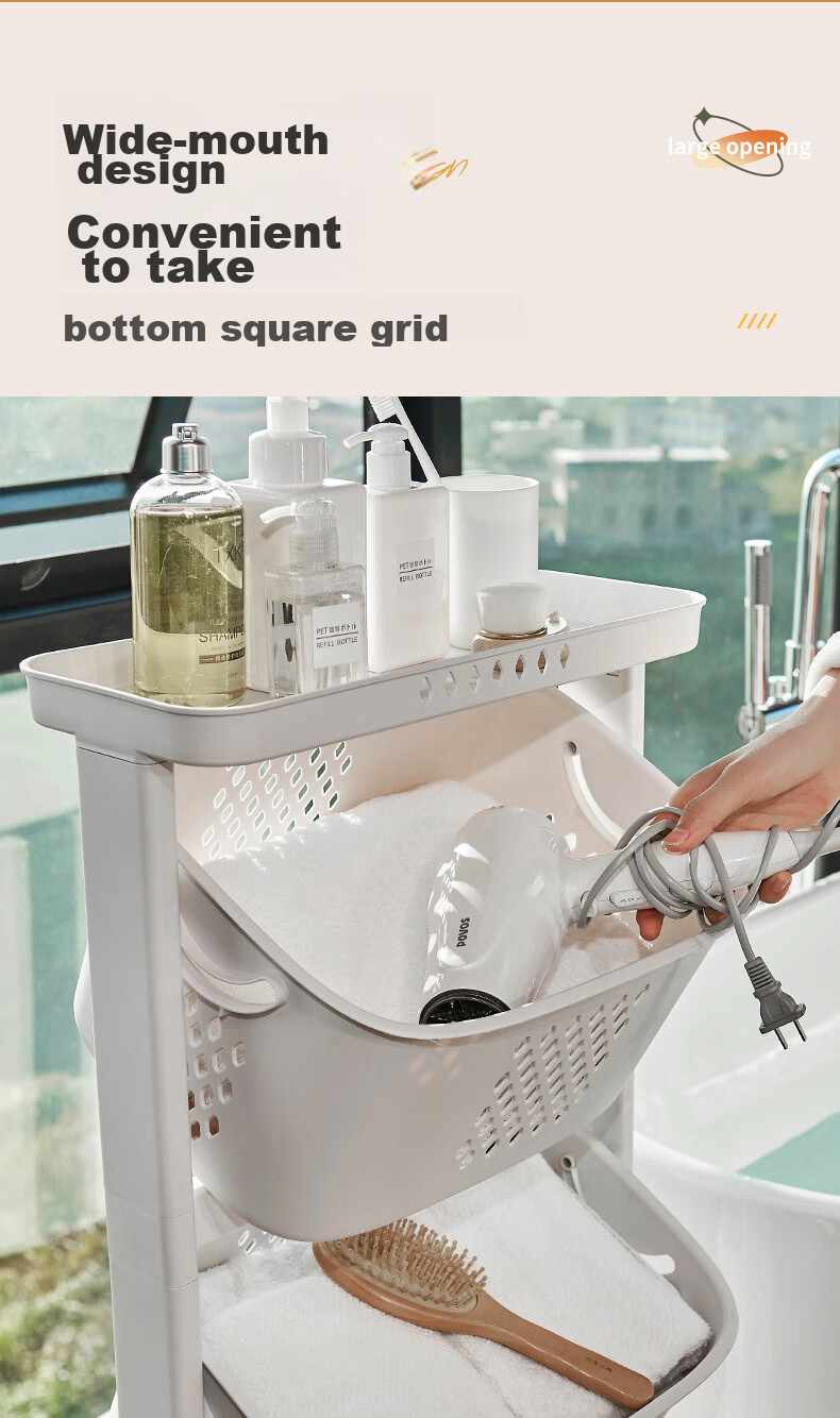 JEKO&JEKO Household Laundry Hamper, Dirty Clothes Basket, Bathroom Storage Organizer, Laundry Sorting Bin, Two-Tier 4