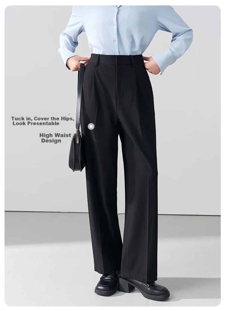 Bodexiaojie Women's Formal Suit Pants, Straight-Leg Trousers for Petite Figures, Professional Interview Attire, Black Dress Pants, Size S 1