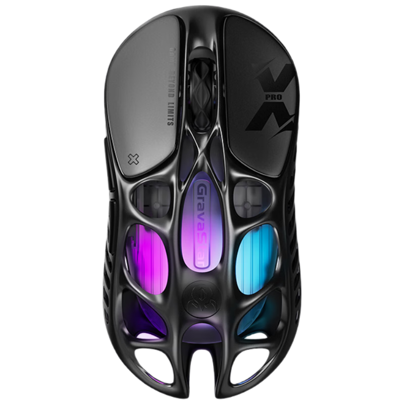 GravaStar Wireless/wired Bluetooth Gaming Mouse with Three Modes: 8K Receiver, 49g Magnesium Alloy Lightweight Long Battery Life, Chaojia X PRO Liquid Black