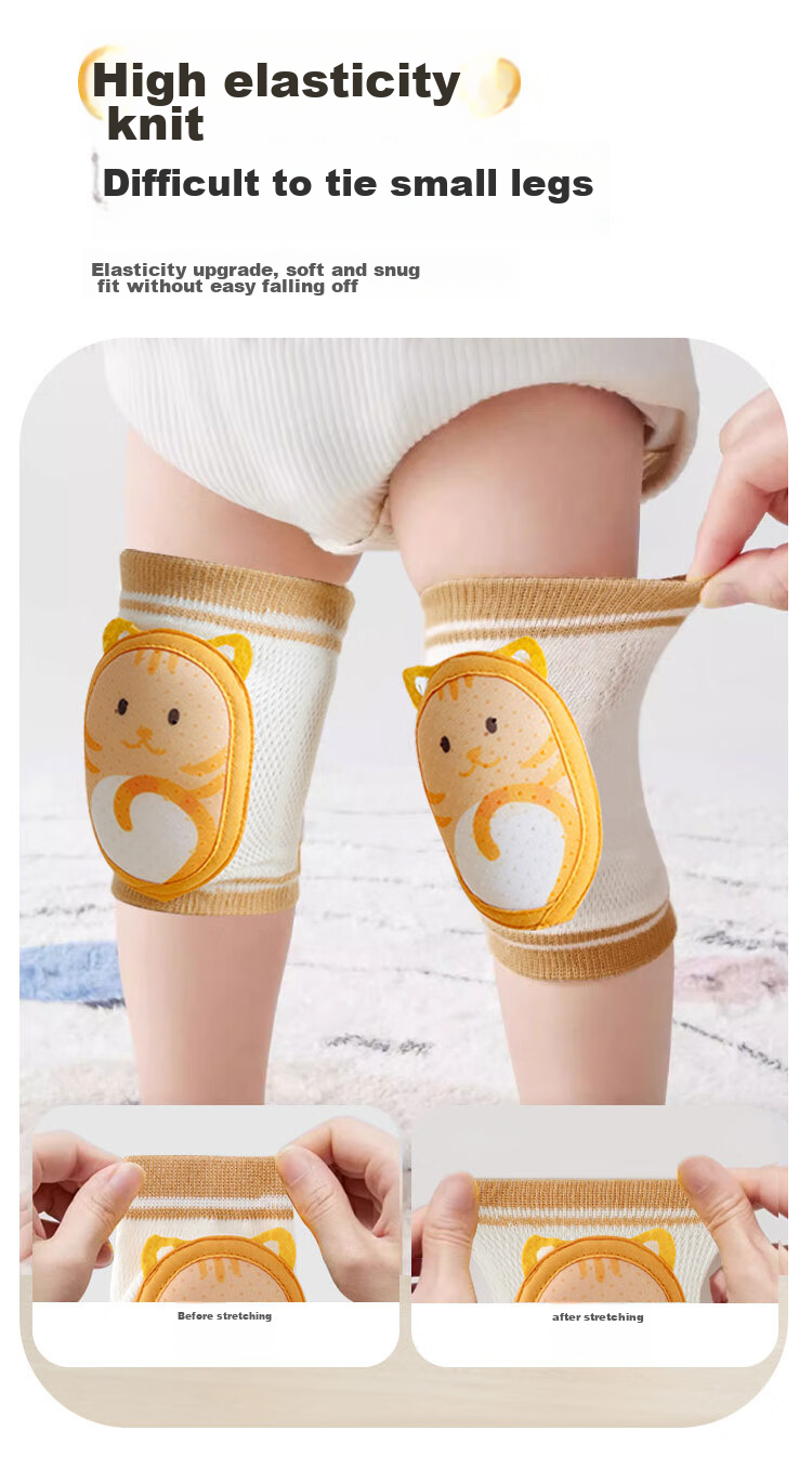 Aibaoshi Baby Knee Pads Summer Ice Silk Crawling Knee And Elbow Protectors for Children's Walking, Anti-Collision Knee Guards Hello Bear S359 7
