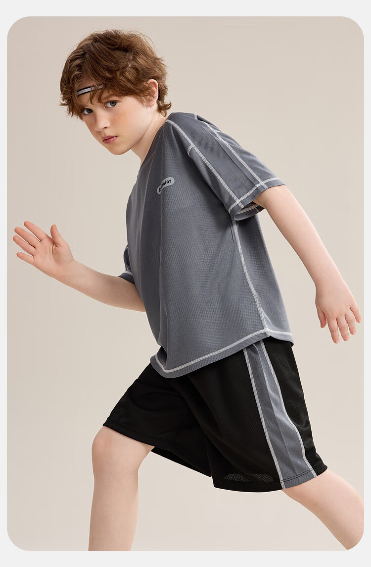 ASK JUNIOR Boys' Sports Set Summer Children's Lightweight Quick-Dry T-Shirt + Shorts Two-Piece Tennis Outfit for Older Kids 150 17