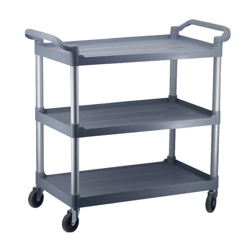 Quanshi Three-Tier Commercial Dish Collection Cart, Kitchen And Canteen Push-Type Cleaning Trolley, Multi-Functional Serving And Food Delivery Cart, Hot Pot Trolley, Side Dish Cart, Large Gray Model