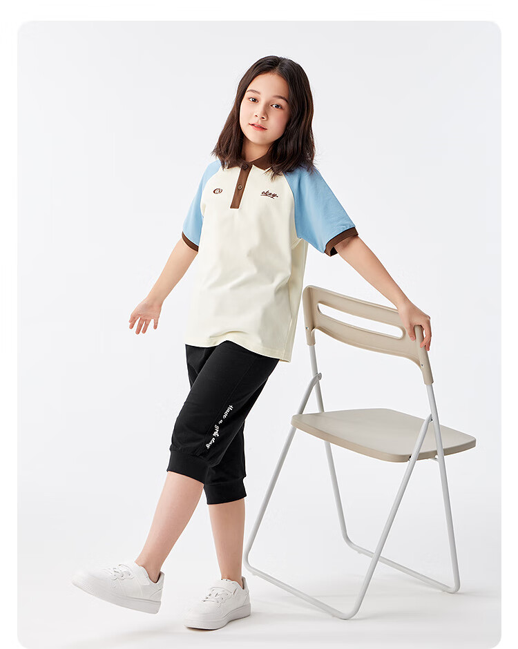 BALABALA Children's Clothing, Girls' Capri Pants, Lightweight Summer Style for Older Kids, Quick-Dry Shorts, Sports Pants, Trendy 15