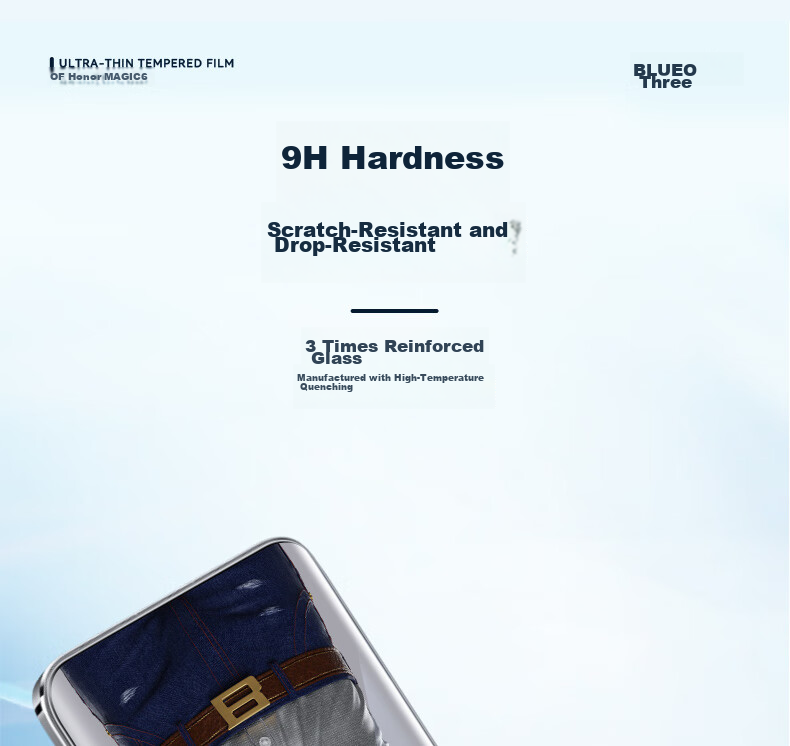 BLUEO Tempered Glass Screen Protector for Honor Magic 6 Pro, Full Adhesive Magic 6 Ultimate Edition RS RS Porsche Design Phone Film, Heat-Bent Curved Surface, HD Clear, Anti-Fingerprint, Shatterproof Protective Film 7