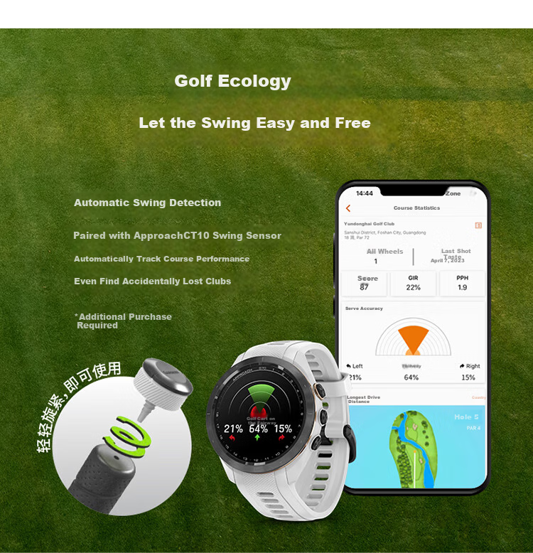 GARMIN Approach S70 Moon Rock Gray (42mm) Golf Gift Box Set, Blood Oxygen Running Outdoor Sports Watch 16