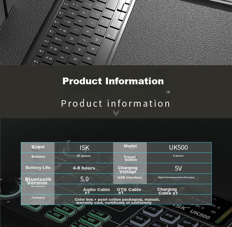 ISK UK500 Live Streaming Sound Card with Built-In 48V Power Supply, Compatible with Mobile Phones, Computers, Speakers, Internet Celebrities, Live Streaming, Douyin, Karaoke, And Recording Sound Cards, Plug And Play, Includes Universal OTG Cable 11