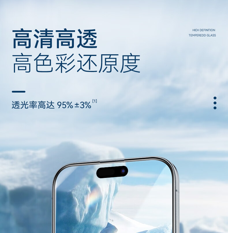 BLUEO Tempered Glass Screen Protector for Apple IPhone 16 Plus, IPhone 15 Plus Phone Film, HD Full Coverage Protective Film, Shatterproof Anti-Fingerprint Screen Protector 2