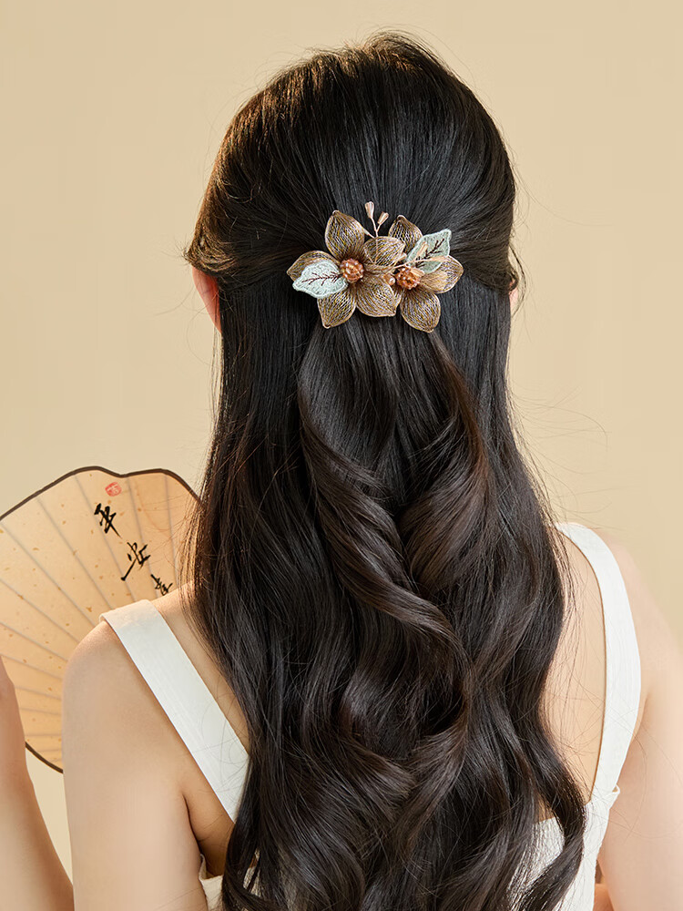 CHIMERA Handmade Copper Wire Hair Clip, Bun Maker for Back of Head, High-End Barrette for Women, Horizontal Clip, Straight Clip, Mid-Autumn Festival Gift 1