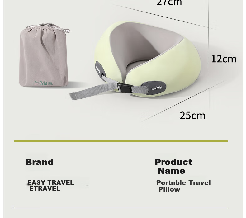 Etravel U-Shaped Pillow, Nap Pillow, Neck Support Pillow, Airplane And High-Speed Rail Travel Pillow, Portable Cushion, Essential for Business Trips, Gray 43