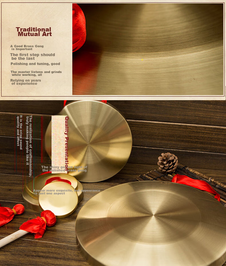 RANGE Tongluo Opening Gong, Three-Quarter Gong, Prop Instrument, Large Gong, Flood Warning Gong, Festive Gong, Drum Instrument, Musical Instrument, 15CM 11