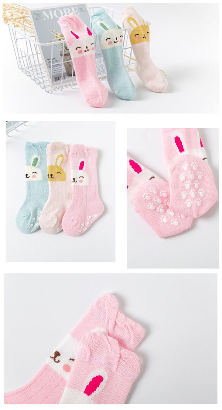 9I9 Baby Socks, Spring Autumn Winter Mid-Calf Socks, Non-Slip Newborn Children's Floor Socks, Loose Top, 3 Pairs, 0-1 Year Old, A371 15