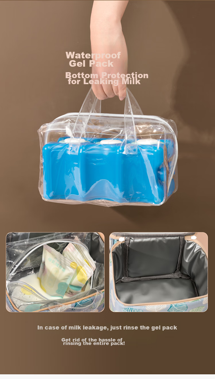 Xenbea Breast Milk Storage Bag, Portable Double-Layer Breast Milk Cooler, Mommy Bag for Work And Storage, Insulated Cold Pack 9515-7 10