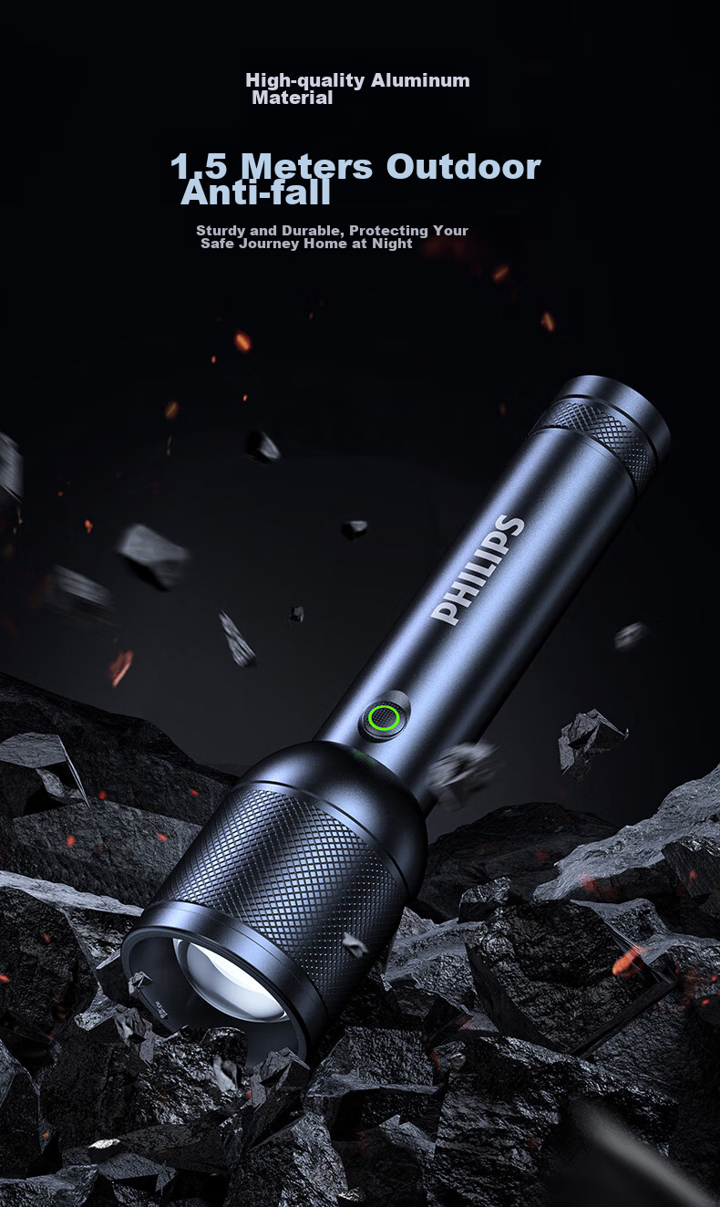 PHILIPS Flashlight, High Brightness, Long-Range, Long Battery Life, Camping Light, Ultra-Bright, Zoomable, Laser, Rechargeable, Portable, Emergency, SFL8168 15