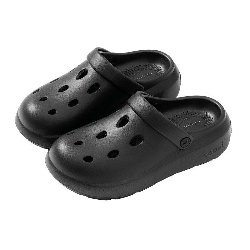 Coqui Unisex Outdoor Casual Breathable Soft Elastic Thick Sole Clogs Sandals Black Size 42-43 CQ2558