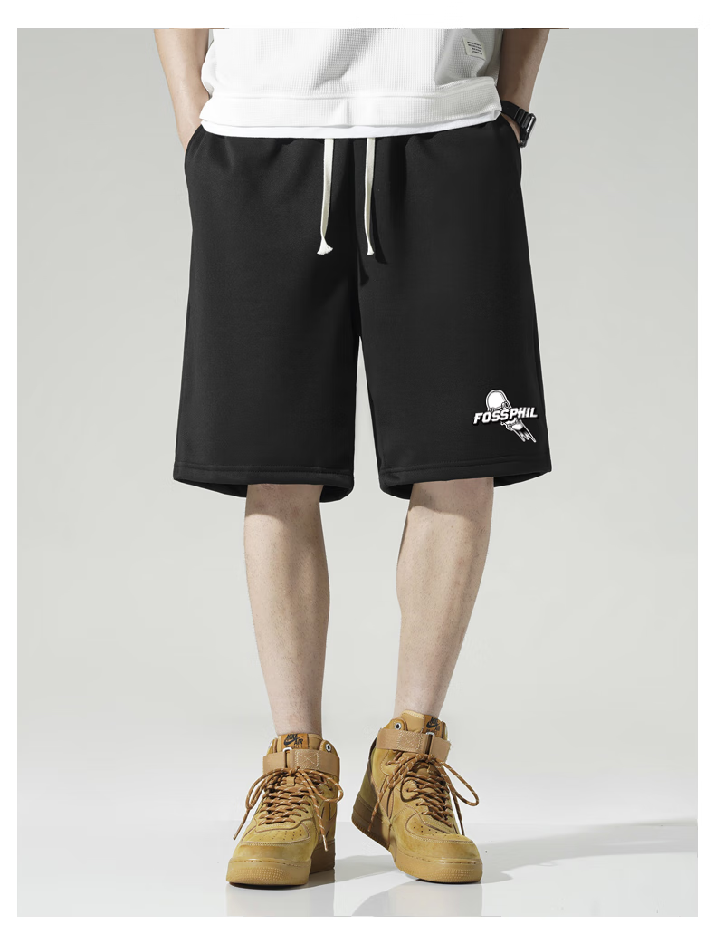 Foss Phil Men's Shorts, Summer Loose Casual Trendy Thin Beach Shorts, Sports Pants, Men's Trousers FPD01 Black 3XL 9